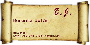 Berente Jolán névjegykártya