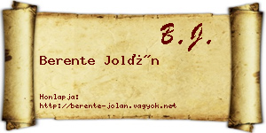Berente Jolán névjegykártya